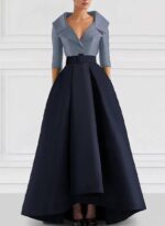 1747290324 2025 womens summer formal dress colorblock 34 sleeve irregural hem maxi banquet dresses with belt.jpg