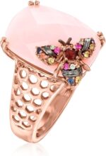 1747296579 ross simons pink opal and .10 ct. t.w. multicolored sapphire bumblebee ring with single garnet in 18kt rose gold over sterling.jpg