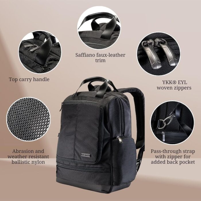 1747298395 ricardo beverly hills flight essentials deluxe travel laptop backpack abrasion and weather resistant durable ballistic nylon men and women 16.5 inches.jpg