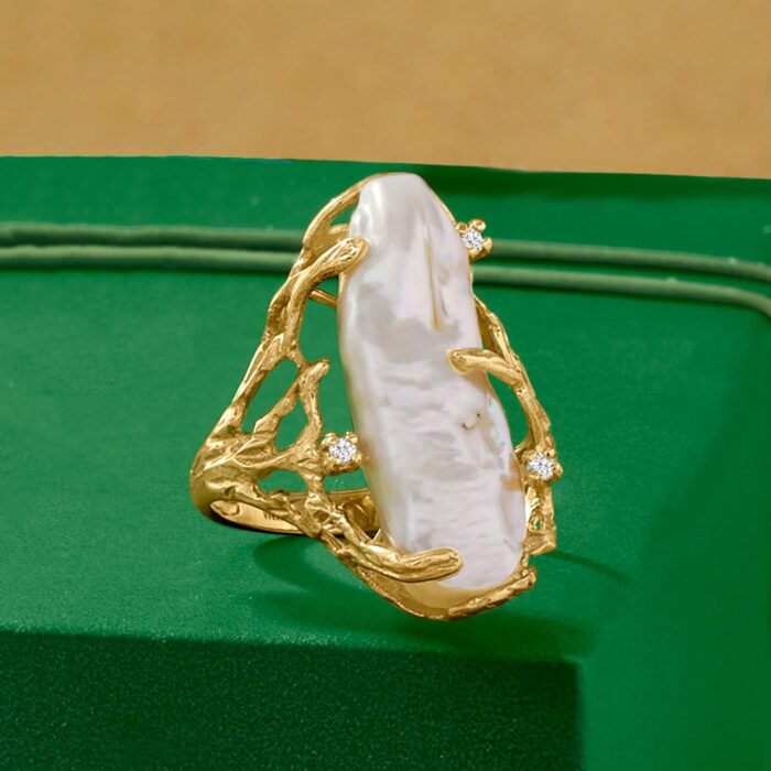 1747311266 ross simons 10x24mm cultured baroque pearl ring with diamonds in 14kt yellow gold.jpg