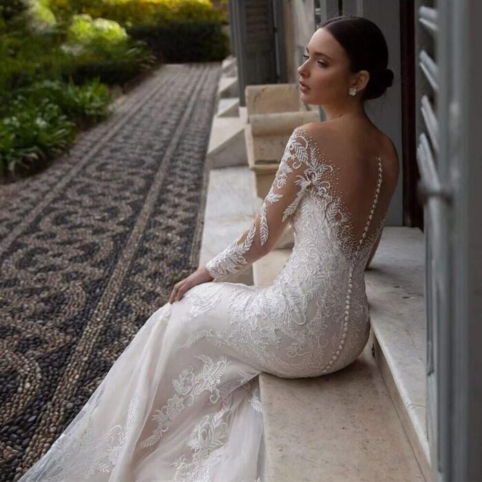 1747312538 mermaid wedding dresses for bride lace appliques tulle boho beach bride dress with train he8921.jpg