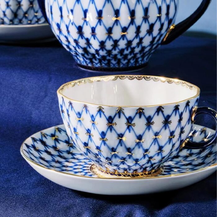1747313144 2 pieces blue afternoon tea set romantic wedding birthday gifthigh end exquisite cup and saucer set porcelain coffee set for adultsfamily gathering living room party.jpg