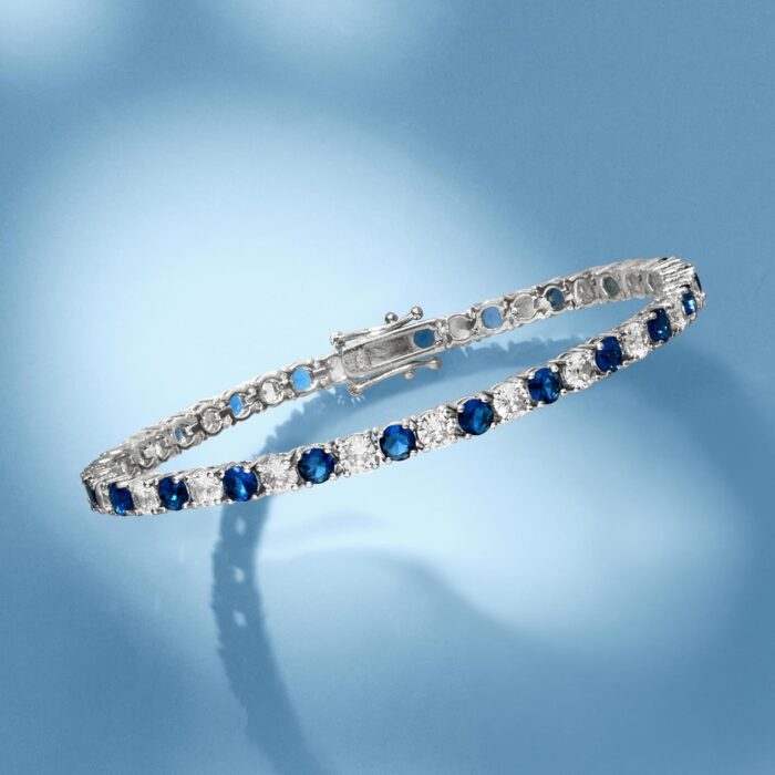 1747314906 ross simons 4.35 ct. t.w. simulated gemstone and 4.35 ct. t.w. cz tennis bracelet in sterling silver.jpg