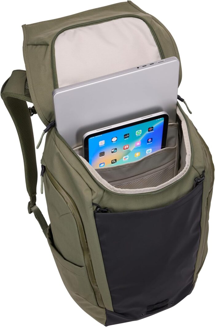 1747316914 thule paramount bike commuter backpack 28l capacity adjustable fit 16 padded laptop sleeve and 11 tablet pocket helmet attachment accessible side phone pocket taillight loop.jpg