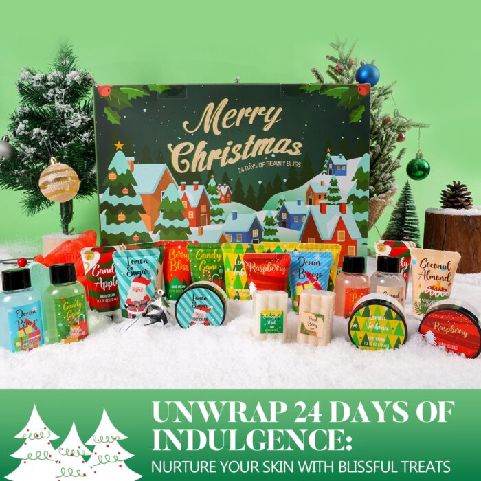 1747317442 2024 limited edition advent calendar christmas hand cream gifts sets for women 24pcs spa gift set bubble bath body scrub shower gel body lotion soap loofah christmas tree bath bomb.jpg