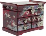 1747318574 february mountain mother of pearl wooden jewelry organizer box – jewelry storage box for women features spacious drawers ideal for rings bracelets watches chains accessories crane red.jpg