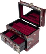 1747318581 february mountain mother of pearl wooden jewelry organizer box – jewelry storage box for women features spacious drawers ideal for rings bracelets watches chains accessories crane red.jpg