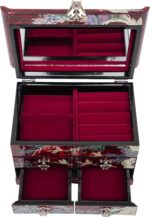 1747318583 february mountain mother of pearl wooden jewelry organizer box – jewelry storage box for women features spacious drawers ideal for rings bracelets watches chains accessories crane red.jpg
