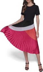 1747323508 karl lagerfeld paris womens short sleeve pleated skirt a line midi dress.jpg