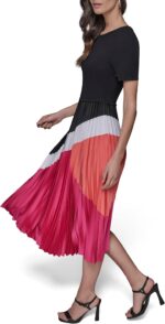 1747323510 karl lagerfeld paris womens short sleeve pleated skirt a line midi dress.jpg