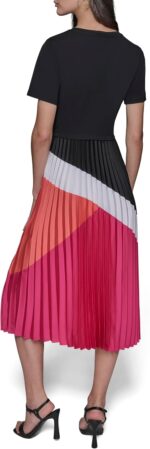 1747323511 karl lagerfeld paris womens short sleeve pleated skirt a line midi dress.jpg