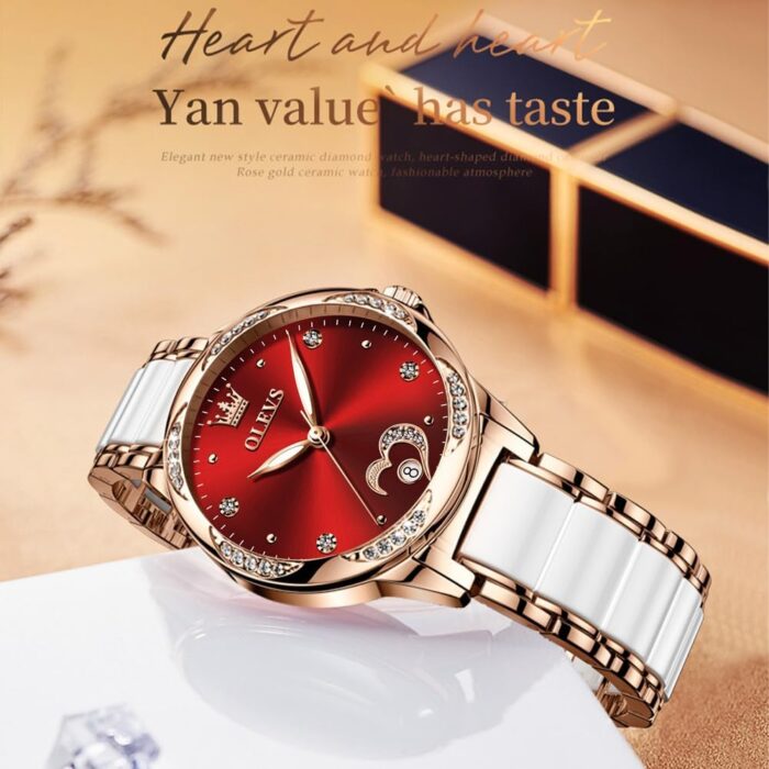 1747329192 olevs rose gold womens watches automatic watches with two tone stainless steel ceramic bracelet diamond accented self winding watches for women redbluewhite dial no battery required.jpg