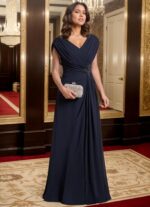 1747341910 v neck mother of the bride dresses for women ruched chiffon prom gown beaded short sleeves evening party gown wedding.jpg