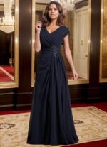 1747341912 v neck mother of the bride dresses for women ruched chiffon prom gown beaded short sleeves evening party gown wedding.jpg