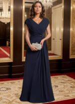 1747341913 v neck mother of the bride dresses for women ruched chiffon prom gown beaded short sleeves evening party gown wedding.jpg