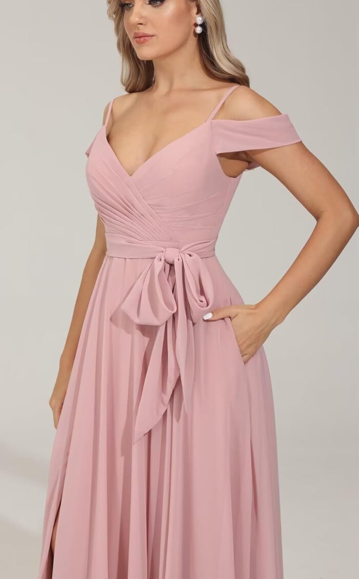 1747349200 off shoulder bridesmaid dresses 2025 new chiffon pleated wedding guest dresses formal evening dress for womenr49.jpg