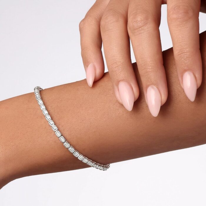 1747351521 18k yellowwhite gold plated silver emerald shape bracelet with 2.60 3.95 carat tcw d color vvs clarity 4 prongbezel setting diamonds bracelet for women gift for her comes with gift box.jpg