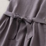1747352889 womens cotton solid color round neck side pockets dress summer loose lace up dresses.jpg