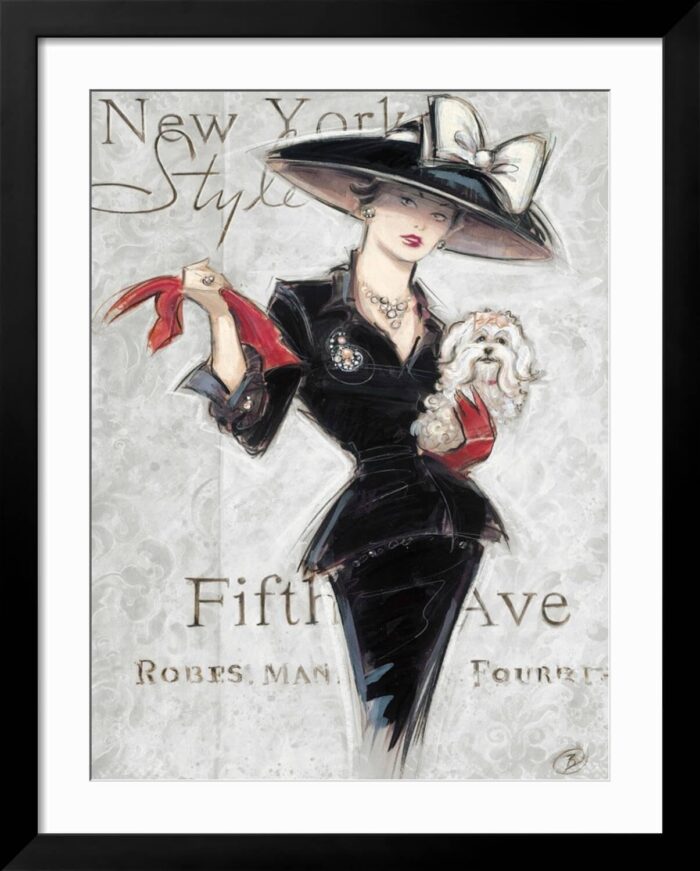 1747372219 art.com wall art print new york style lady on black frame by chad barrett 32 x 40.jpg