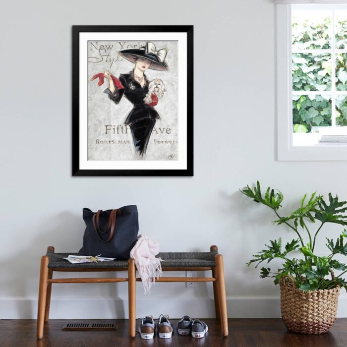 1747372220 art.com wall art print new york style lady on black frame by chad barrett 32 x 40.jpg
