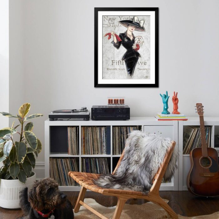 1747372222 art.com wall art print new york style lady on black frame by chad barrett 32 x 40.jpg