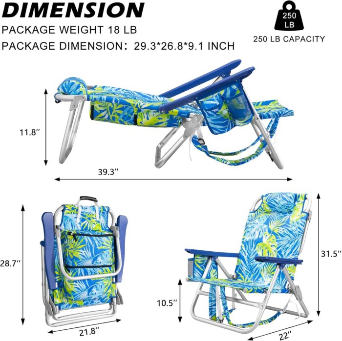 1747372276 backpack beach chairs for adults folding heavy duty camping chair with storage pouch cup holder towel rack lightweight adjustable chair for outdoortravel 2pcs tropical foliage.jpg