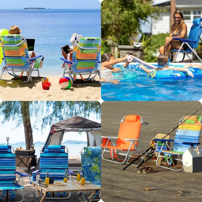 1747372282 backpack beach chairs for adults folding heavy duty camping chair with storage pouch cup holder towel rack lightweight adjustable chair for outdoortravel 2pcs tropical foliage.jpg