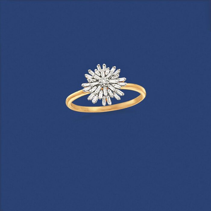 1747373598 ross simons 0.22 ct. t.w. baguette diamond starburst ring in 14kt yellow gold.jpg
