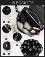 1747382961 leather diaper bag backpack with usb charging port changing pad stroller straps and bottle holder black olivia.jpg