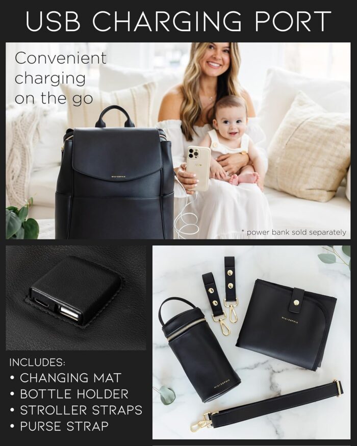 1747382962 leather diaper bag backpack with usb charging port changing pad stroller straps and bottle holder black olivia.jpg