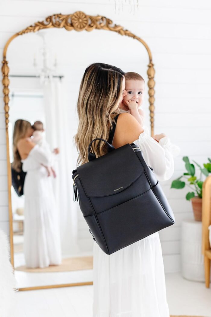 1747382965 leather diaper bag backpack with usb charging port changing pad stroller straps and bottle holder black olivia.jpg
