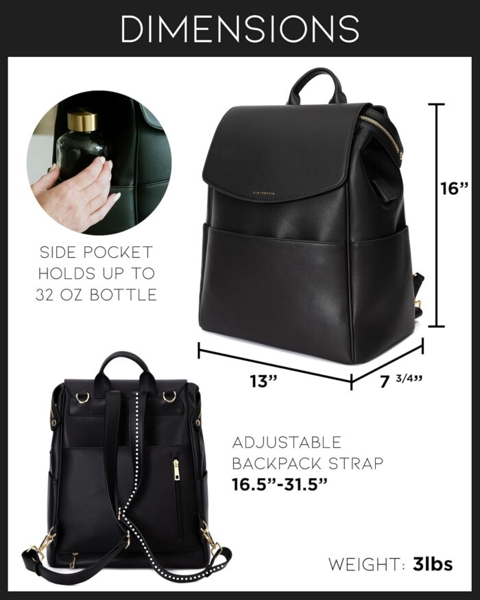 1747382970 leather diaper bag backpack with usb charging port changing pad stroller straps and bottle holder black olivia.jpg