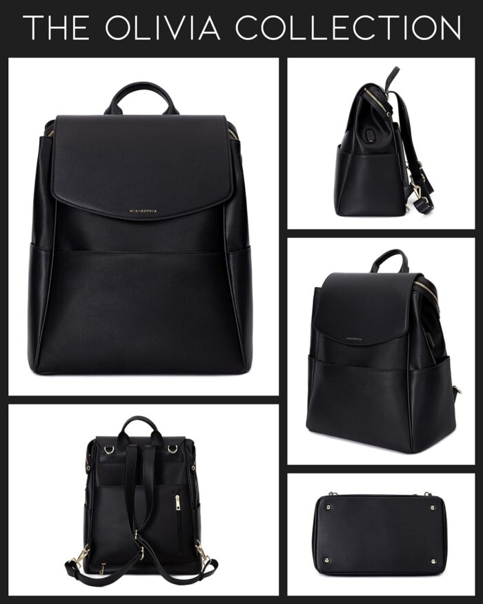 1747382971 leather diaper bag backpack with usb charging port changing pad stroller straps and bottle holder black olivia.jpg