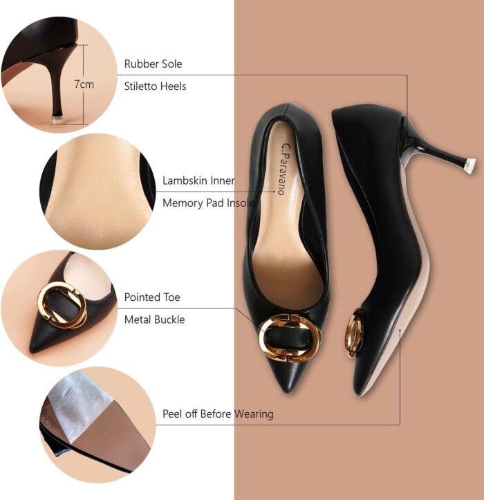 1747385116 c.paravano womens metal buckle stiletto pumps professional business meeting shoes with metal accentschic pointed toe designall day comfort heels for office workdaysblacksize 9.5.jpg