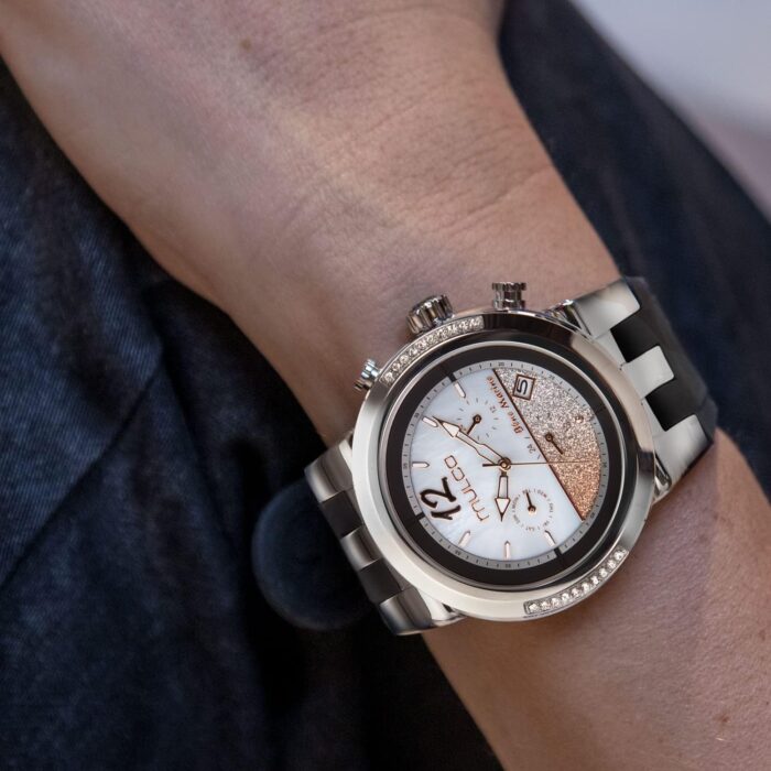 1747388693 mulco watches for women blue marine infinity stainless steel case with wrist silicone band quartz multifunctional movement large face analog display crystal stones100m waterproof.jpg