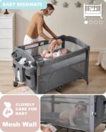 1747410139 4 in 1 baby bassinet bedside sleeper 4 functions crib playard portable changing table bassinet for newborn baby bedsaide bed wwheelsbrakes.jpg