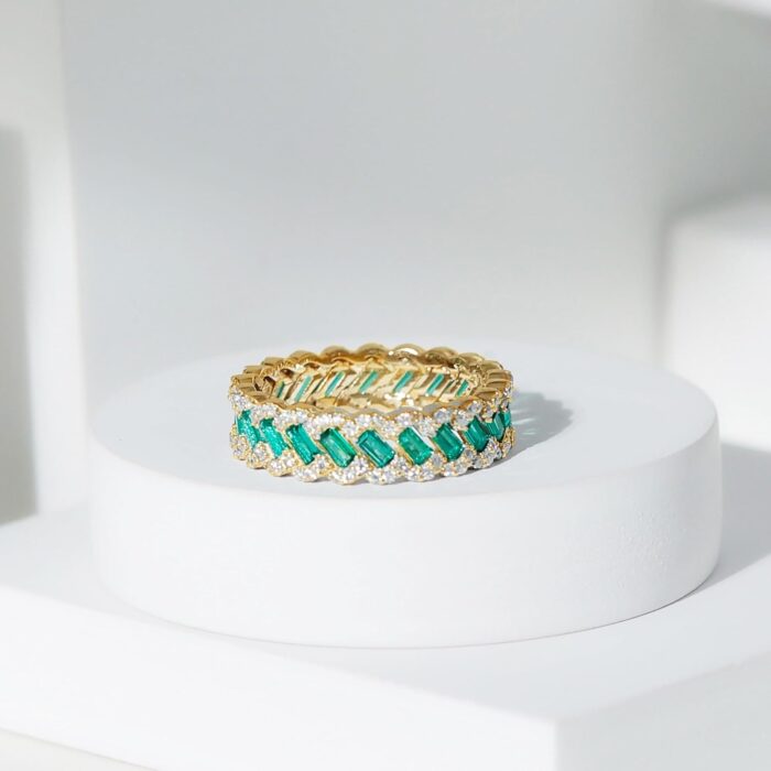 1747413690 certified lab grown emerald eternity band with moissanite aaaa quality emerald wedding band ideal for gift.jpg