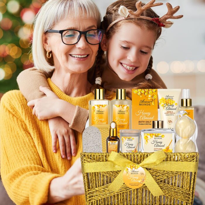 1747422376 bath body gift set luxury home spa bath gift basket honey almond scented bath set pamper gifts for women teens 15 pcs relaxing home spa kit with bubble bath bath salts body lotion.jpg