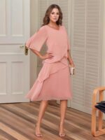 1747434080 tea length mother of the bride dresses for women ruffle chiffon prom gown short sleeves evening party gown wedding.jpg