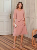 1747434083 tea length mother of the bride dresses for women ruffle chiffon prom gown short sleeves evening party gown wedding.jpg