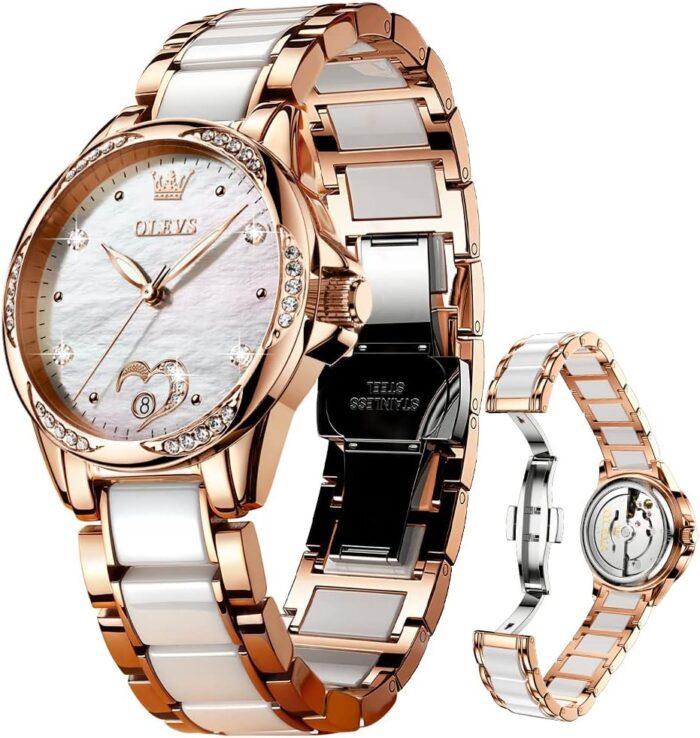1747444597 olevs watch for women automatic self winding mechanical ladies wrist watch big face two tone stainless steel ceramic bracelet heart diamond fashion luxury ceramic band luminous waterproof….jpg