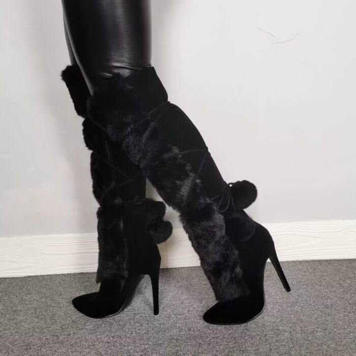 1747474253 frankie hsu fashion designer sexy big size black furry flurffy fuzzy plush faux fur stiletto heels knee high wide calf tall long winter boots for women us4 14.jpg