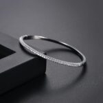 1747487396 gemlux womens 14k gold moissanite bangle ，white gold simple single row moissanite diamond design bangle high end jewelry for modern women.jpg