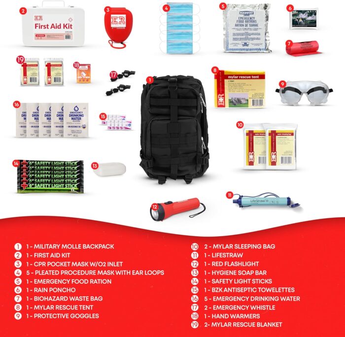 1747505968 fully stocked first aid kit with mylar rescue tent sleeping bag cpr mask survival gear camping essentials travel first aid kit emergency supplies medical supplies – black.jpg