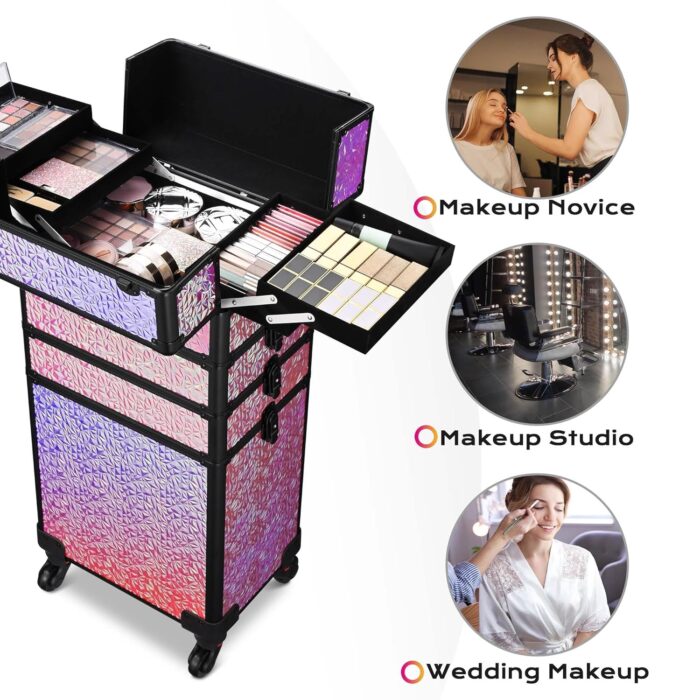 1747509617 byootique rolling makeup train case on wheels 4in1 cosmetology profesional travel cosmetic bag lockable organizer box for hairstylist artist nail beauty salon barbermermaid pink.jpg