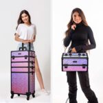 1747509625 byootique rolling makeup train case on wheels 4in1 cosmetology profesional travel cosmetic bag lockable organizer box for hairstylist artist nail beauty salon barbermermaid pink.jpg