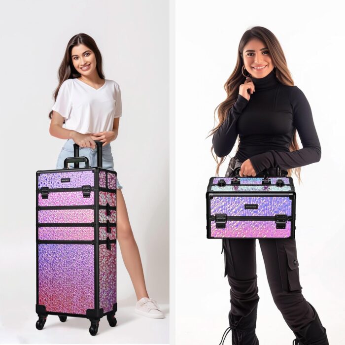1747509625 byootique rolling makeup train case on wheels 4in1 cosmetology profesional travel cosmetic bag lockable organizer box for hairstylist artist nail beauty salon barbermermaid pink.jpg