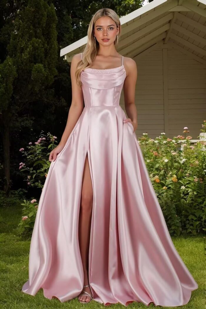 1747522962 womens satin prom dresses with slit 2025 spaghetti straps sequin cowl neck formal dress with pockets.jpg
