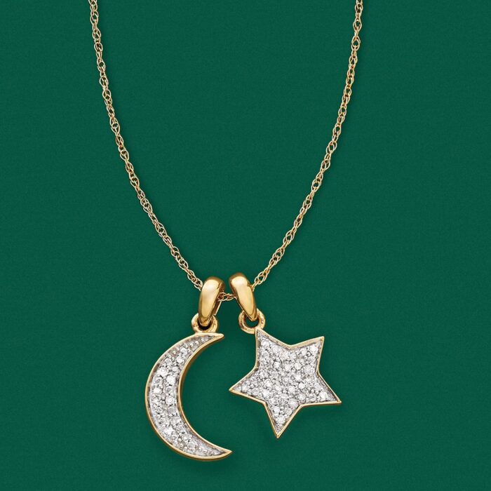 1747525867 ross simons 0.10 ct. t.w. pave diamond star and moon charm necklace in 14kt yellow gold.jpg