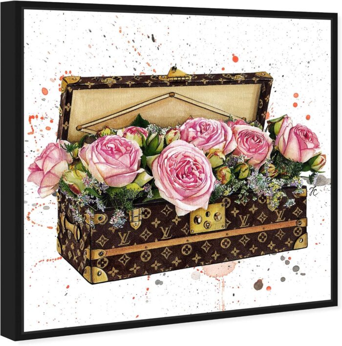 1747528358 the oliver gal artist co. fashion and glam wall art canvas prints doll memories trunk full of flowers travel essentials home decor 16 in x 16 in pink brown.jpg